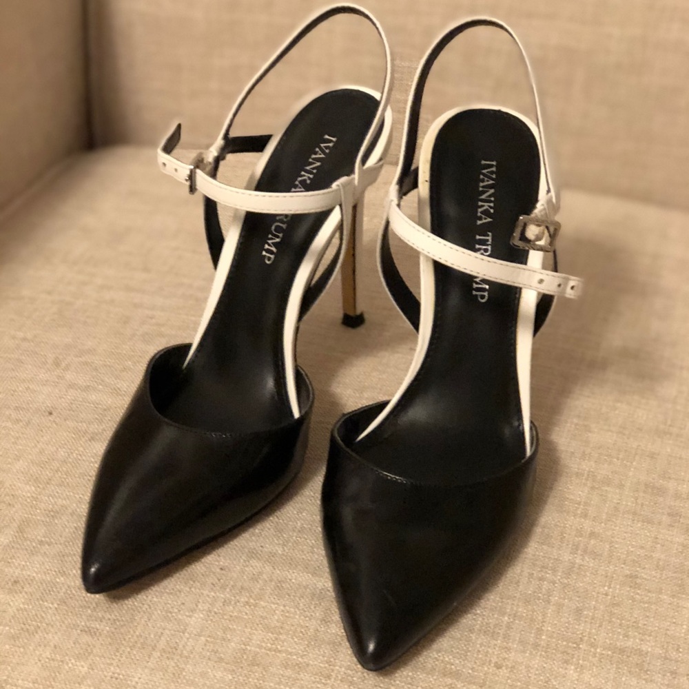 Black and white stiletto heels